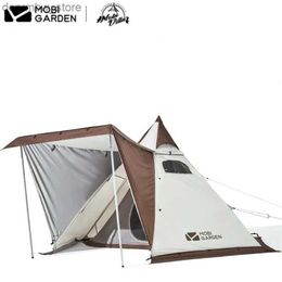 Tents and Shelters Mobi Garden Nature Hike Camping Tent Pyramid Extra Thick with Snow Skirt Windproof Beach Tent Oxford Version Camping Equipment L48