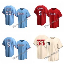 Men's Size S-3XL Texas 5 Corey Seager 53 Adolis Garcia 2 Marcus Semien Baseball Jersey Rangers Stitched