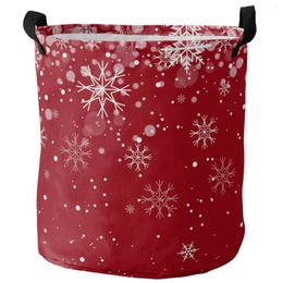 Laundry Bags Christmas Winter Snowflake Gradual Change Dirty Basket Foldable Home Organiser Clothing Kids Toy Storage