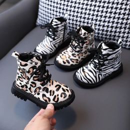 Boots Fashion Leopard Print Girls Boys Martin Boots For Kids British Style Short Boots Spring Autumn New Children Infant Toddle Shoes