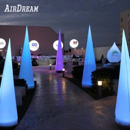 High quality 2/2.5/3mH LED Inflatable Cones Inflatables Cone Light Pillar Column tusk for party wed decor Event Advertising