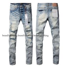 Männer lila obere Qualität Jeans Designer Mode Elastizität Buchstaben Stickerei