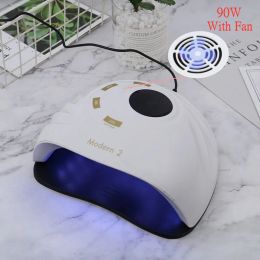 Guns 90w Uv Lamp Led Nail Lamp Dryer with Builtin Cooling Fan 45pcs Leds for All Gel Polish Auto Sensor with Lcd Display Modern 2/3