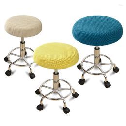 Chair Covers 1Pc Fashion Stretch Bar Stool Cover Round Solid Colour Elastic Seat Anti-dirty Home Protector Decoration