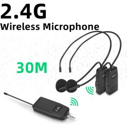 Microphones 2.4G Wireless Microphone Megaphone Headset Radio Mic With 3.5mm To 6.5mm Adapter/Headset Mic Transmitter 30m Transmit Distance