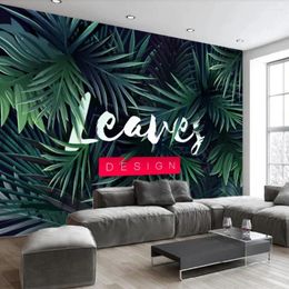 Wallpapers Milofi Custom Large Wallpaper Mural Nordic Abstract Plant Rainforest Banana Leaf Background Wall Paper Decorative Painting