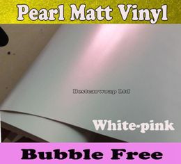 Premium Pearl White Matt Vinyl Wrap Whitepink Pearlescent white Matte Film Car Wrapping Foil Sticker Size15220MRoll 5x66ft3772891