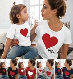 2020 Family Matching Outfits ParentChild Mother And Daughter Matching Clothes Heart Printed TShirt Tops Blouse Designer3625975