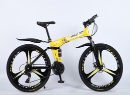 The new trend folding bike 26 inch 21 speed three knife carbon steel mountain bike racing men and women cycling racing3593527