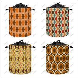 Laundry Bags 70's Retro Patterns Print Pattern Folding Basket Storage Waterproof Dirty Clothes Finishing Bag