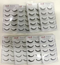 50 lots RED CHERRY False Eyelashes Natural Long Eye Lashes Extension Makeup Professional Faux Eyelash Winged Fake Lashes Wispies y7762555