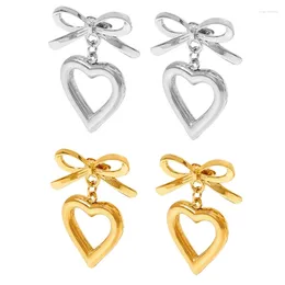 Dangle Earrings Temperament Pendant Earring Sweet Cool Heart Bowknot Charm Punk Small Hoop Fashion Jewelry