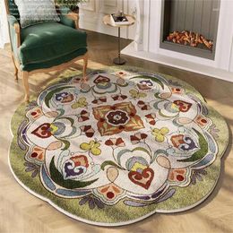 Carpets Ethnic Style Round Imitation Cashmere Living Room Carpet Sofa Coffee Table Hanging Basket Cushion Bedroom Bed Blanket