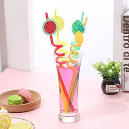 Drinking Straws 4pc Party Decoration Drink Fruit Cartoon PVC Art Beach Hawaii