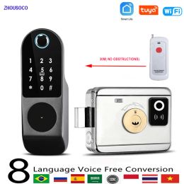 Lock Tuya Wifi Smart Door Lock Fingerprint Biometric Digital Lock Smart Card Password APP Remote Control Keyless Electronic Lock