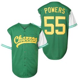 Men's Polos Usa Size Movie Kenny Powers #55 Mexican Charros Baseball Jersey All Stitched