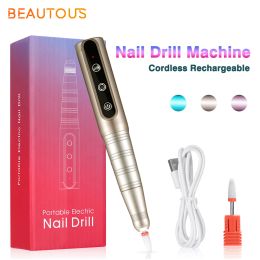 Drills Beautous 35000RPM Electric Manicure Machine Portable Nail Drill Pen Milling Cutter Professional Nail Tool For Gel Polishing