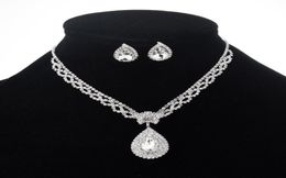 Selling Wedding Accessories Fashion OL Claw Chain Rhinestone Zircon Angel Teardrop Necklace Earrings Bridal Jewelry4751347