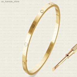 Charm Bracelets 4MM 18K Gold Plated High quality Bangle Classic Fashion lover Bracelet for Women Girl Wedding Mother Day Jewellery Women gifts240408