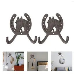 Hooks 2 Pcs Horseshoe Decor Hoof Double Hook Shaped Vintage Design Hanger Wall-mounted Decorate Creative Iron Child