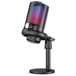 Microphones ME6S USB Game Microphone Studio Professional Microphone for PC Computer Recording Streaming Karaoke RGB light Condenser Mic