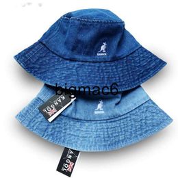 Wide Brim Hats Bucket Hats Wide Brim Hats Kangaroo embroidered denim fisherman hat female face sunscreen big brim sun hat female Korean version tideL fisherman hats