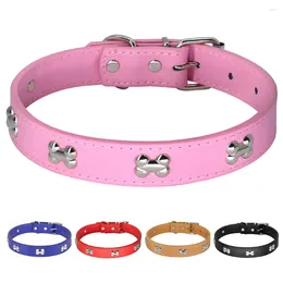 Dog Collars Leather Cat Collar Adjustable Puppy Kitten Bone Necklace Accessories For Small Dogs Cats Chihuahua Pet Product