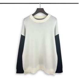 Designer men's new sweater simple white printed letter patchwork crew-neck pullover long-sleeved sweater