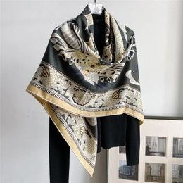 Scarves 138cm Twill Silk Scarf Women Square Design Kerchief For Ladies Fashion Shawl Echarpe