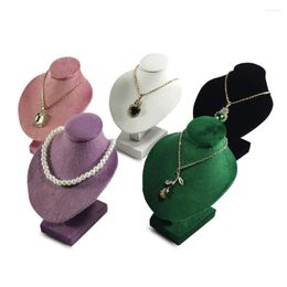 Jewelry Pouches Miniature Mannequin Necklace Pendant Display Stand Choker Beads Chain Organizer Neck Portrait Model 5 Colors