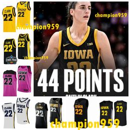 NCAA femminile di tutti i tempi Capista Caitlin Clark Jersey Iowa Hawkeyes Women College Basketball Maglie di basket nero Blackgolden Black Black New