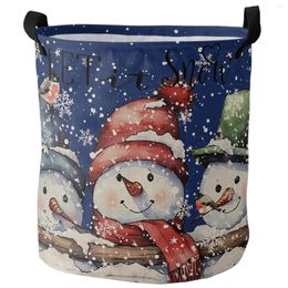 Laundry Bags Christmas Snowman Snowflake Dirty Basket Foldable Home Organiser Clothing Kids Toy Storage