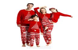 Christmas dress solid Colour elk print family matching Pyjamas set parentchild home service4140796