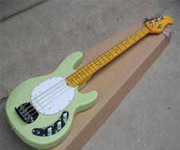 Factory Custom 4 strings Green Body Electric Bass Guitar with Yellow NeckChrome hardwareWhite PickguardMaple fingerboardoffer 7622229