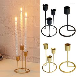 Candle Holders Black Gold Iron Art Candlestick Minimalism Metal Taper Wedding Decoration Home Dinner Party Dining Table Decor