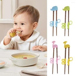 Chopsticks 1 Pair/Box Cartoon Baby Training Reusable Finger Children Practising Wooden Tableware Kids