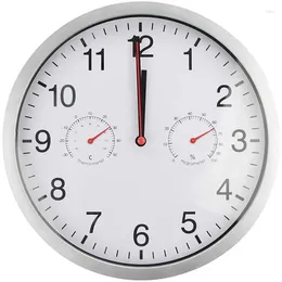 Wall Clocks JFBL Metal Silent Quartz Clock Quiet Movement Hygrometer(Random Black And White)