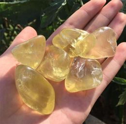 Drop Whole 6pcs Natural citrine tumbled set natural quartz crystals energy stone Reiki healing9601779