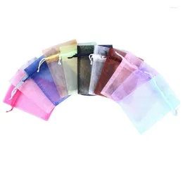 Gift Wrap 100pcs Organza Yarn Bag Wedding Christmas Candy Bags Jewellery Drawstring Pouches Organiser Party Supplies