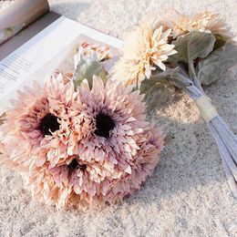Decorative Flowers Artificial Gerbera Fake Sunflower For Wedding Party Decorations Simulation Christmas Flower Plant Home Decor Props