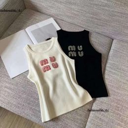 miui bag Designers T-shirt Women's Tanks miu Anagram-embroidered Cotton-blend Tank Top Shorts Designer Suit Knitted Femme Cropped Jersey Ladies Tops mui mui 860