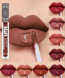 Waterproof Matte Nude Lip Gloss Brown Nude Pigment Dark Red Long Lasting Velvet Liquid Lipstick Women Makeup Lips Glaze4365402