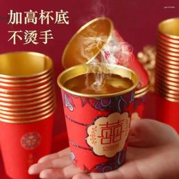 Disposable Cups Straws Wedding Festive Paper Low Luxury Gold Foil Thickened Leak-proof And Anti-scalding