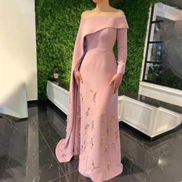 Party Dresses Elegant Pink A-line Special Occasion Evening Dress Saudi Arabia Off The Shoulder Ball Satin Formal 2024