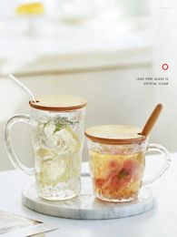 Wine Glasses Glacier Glass With Lid Spoon Handle Circular Men's Simplicity Drinking Cup Children Household Tea Milk Fruit Juice Whisky Mug