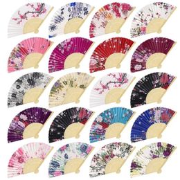 Decorative Figurines Floral Folding Fan Vintage Bamboo Hand Fans For Women Girls Performances Dance Decorations Music Festival Gift