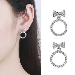 Stud Earrings LByzHan Fashion 925 Sterling Silver Crystal Rhinestone Geometric Round For Women Beautiful Jewellery