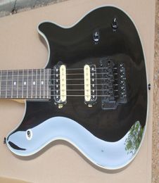 Custom Edward Van Halen Wolf Ernie Ball Axis Gloss Black Electric Guitar Floyd Rose Tremolo Bridge Black Hardware1960389