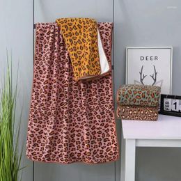 Towel Sex Leopard Coral Fleece Bath Soft Thick Bathroom Household Absorbent Blankettowel Beach For Adult