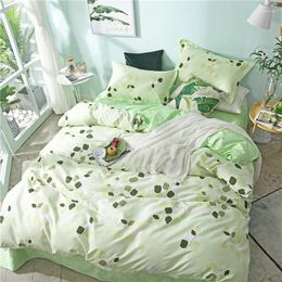 Bedding Sets 4Pcs Bed Cover Set Lovely Pattern With Green Plant Duvet Adult Child Sheets And Pillowcases Comforter